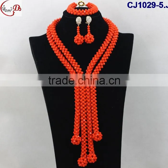 CJ1029 orange Latest italian fashion top high quality various design hand- weaved Jewelry matching dress for party/wedding