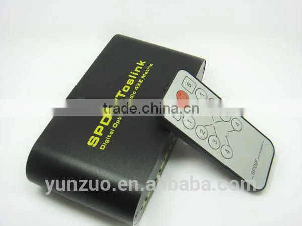 Newest 4x2 SPDIF matrix switch + Remote Control support 5.1 ch