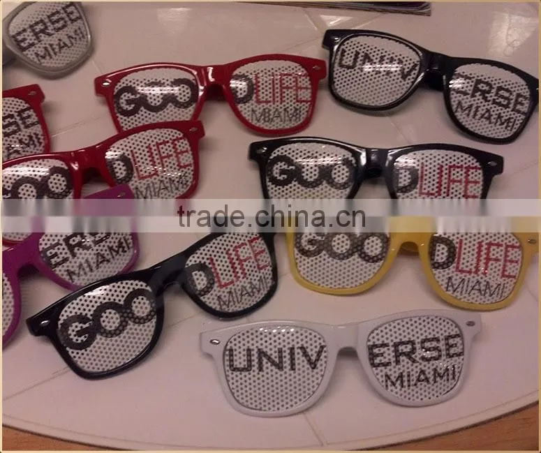2015 party glasses with eyes custom logo printing party pinhole sunglasses