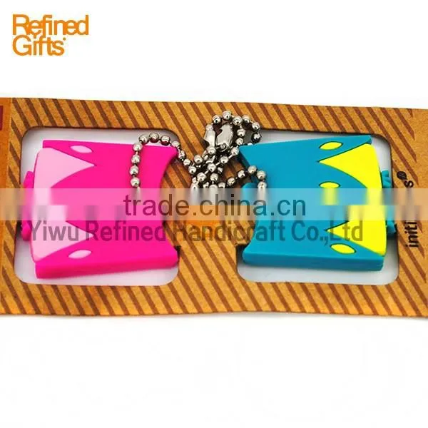 Creative Red Blue Owl keychain Personalized pvc rubber Animal Keychain