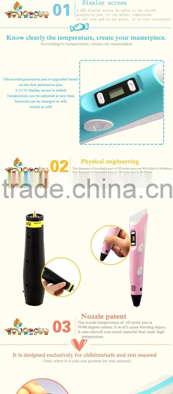Wholesale 2016 novelty kids toy 3D pen 3D drawing pen