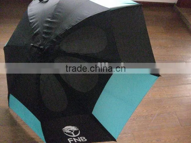 High Quality Two layers Windproof auto open fiberglass promotional umbrella golf umbrella
