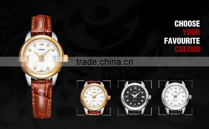 WEIDE 2014 Japan movt gold brand wholesale fashion watch lady watch leather