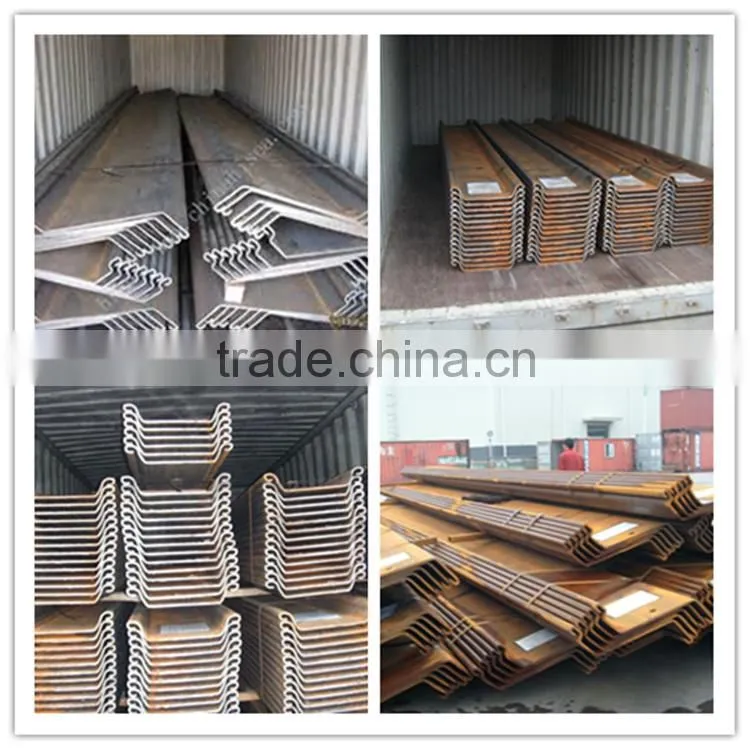Hot Sale High Qulity 8mm thick different types of U type Z type used steel sheet pile Q295bz
