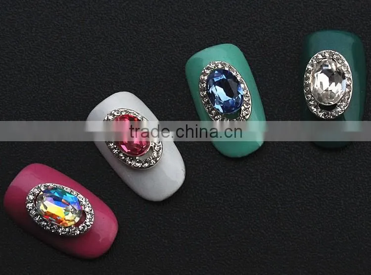 strong quality nail art flower oval bow design small alloy jewelry