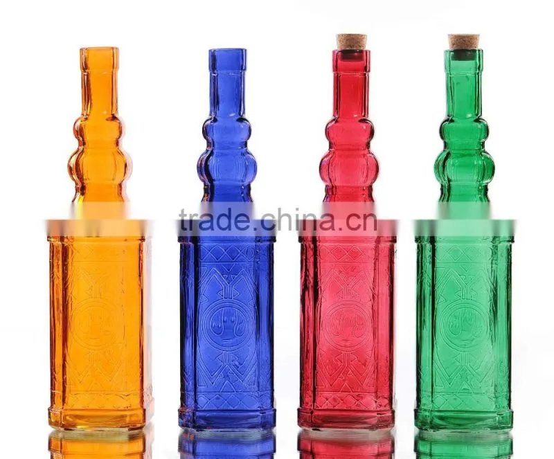 Retro Caving Colored Glass Vase