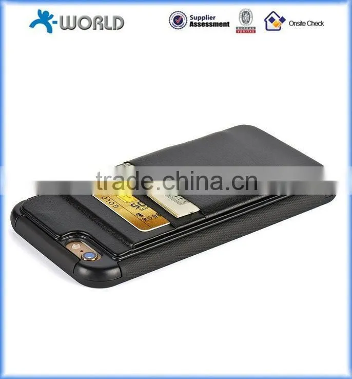PU Leather Skin TPU Case for iPhone 6S/6 Plus with Card Slot and Stand