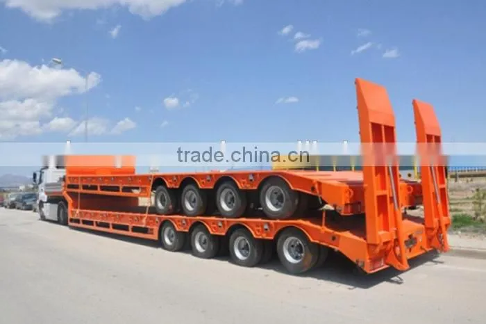 Flat Low Trailer / 80ton-100ton 4 Axle Concave Beam Hydraulic Low Bed Trailer / Low Flat Truck Semi Trailer (customized)