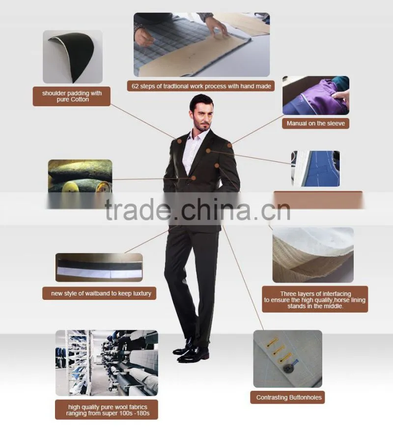 Custom Design 100% wool fancy men suits made in china