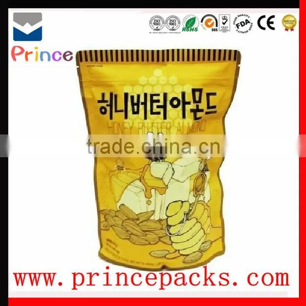 Aluminum zipper PE plastic bag for food nut snack tea