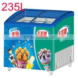 Doule Door Curved Glass Chest Freezer for Ice Cream