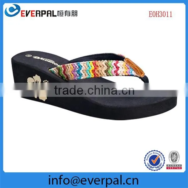 Ladies colorful platform flip flop sandals fancy wedge slipper