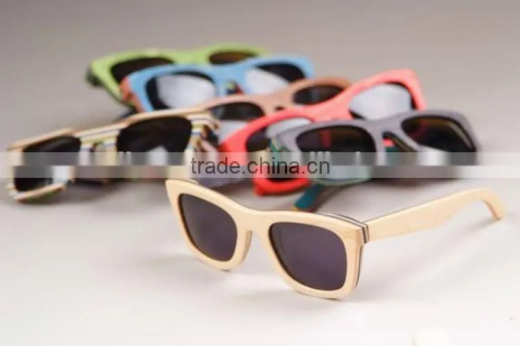 Colorful skateboard handmade wooden sunglasses