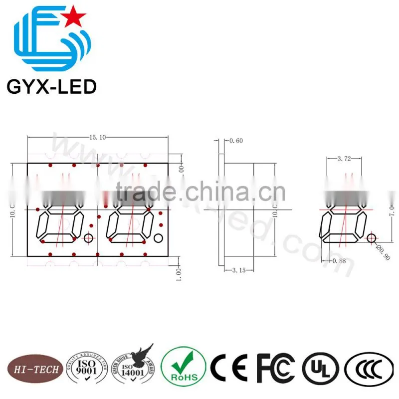 High brightness good reliability 2 digit 7 segment SMD LED display module