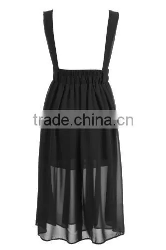 New Fashion Women High Waist Bohemia Style Chiffon Pleated Suspender Dress