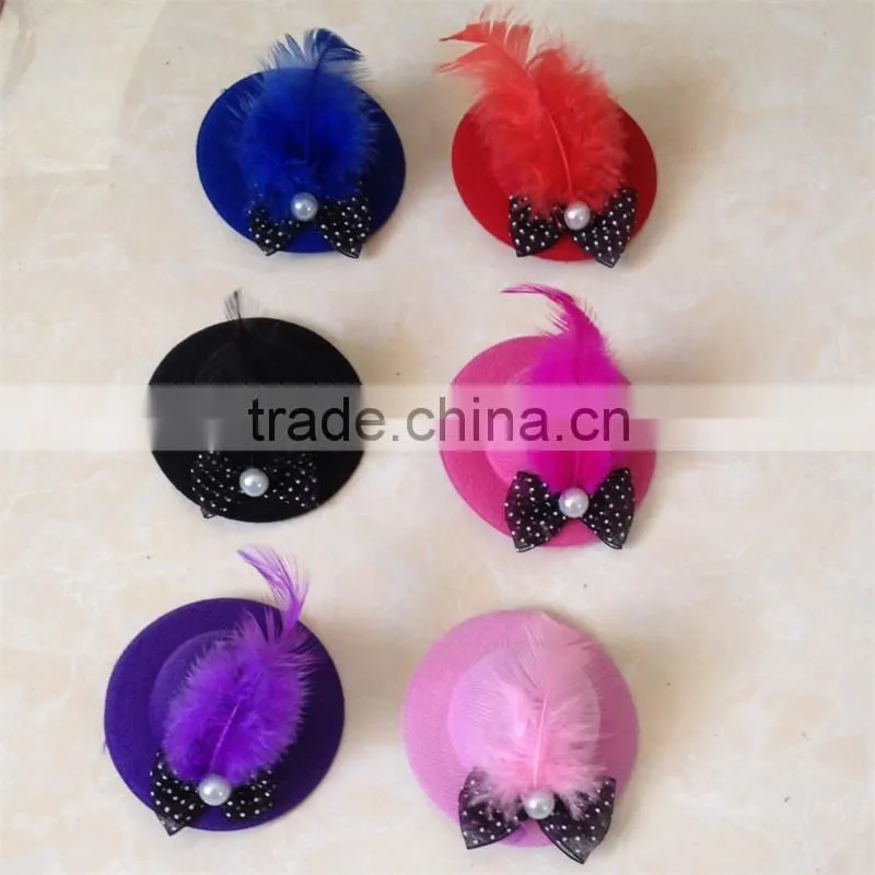 Wholesale cheap baby girl hair decoration mini top hat clip