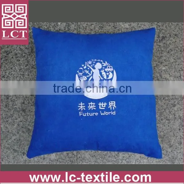 supply 2015 Ergonomic design bright blue high quality suede hug pillow with custom embroidery for promotional gift(LCTP0080)