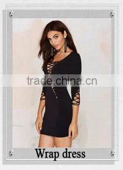 Custom clothing sample summer ladies dresses long sleeve black beaded plus size women dress