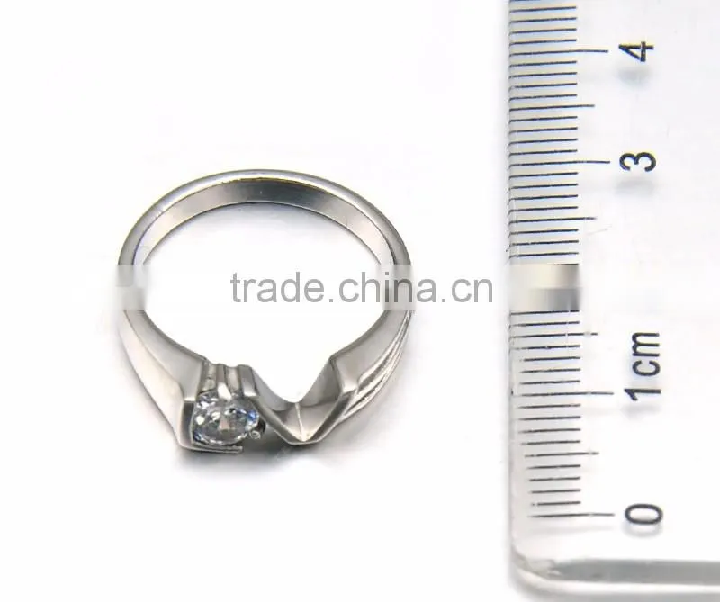 Factory Hot Selling Polished Silver Stainless Steel Crystal Love Crystal Ring Jewelry for Women
