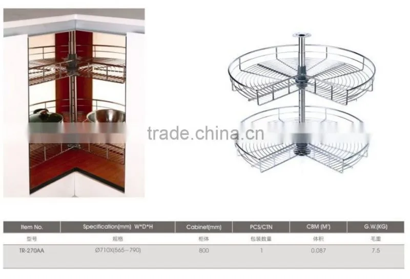 2016-2017 Foshan kitchen hardware cabinet chrome revolving basket