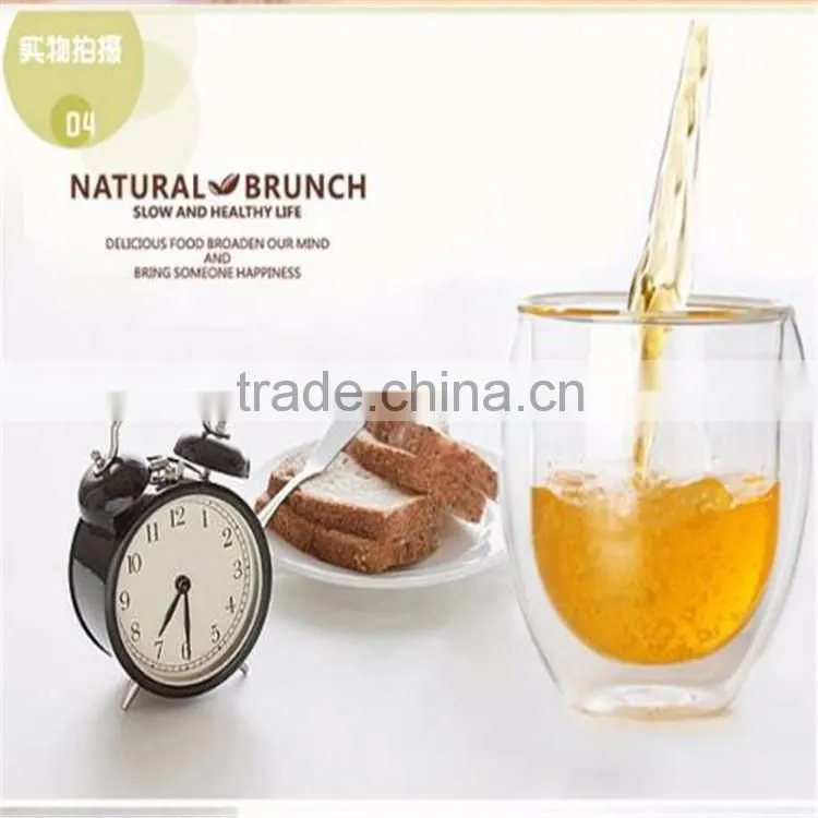 New product 400ml without handle borosilicate double wall glass ffee juice glass cup