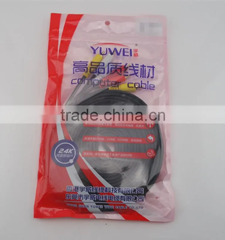 hot sale 1.8m audio cable 3RCA/M-3RCA/M six line gold plated AV cable