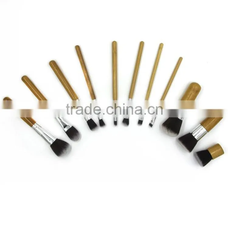 New 11 pcs wholesale cosmetic makeup makeup brush set professional makeup brush set with wood case