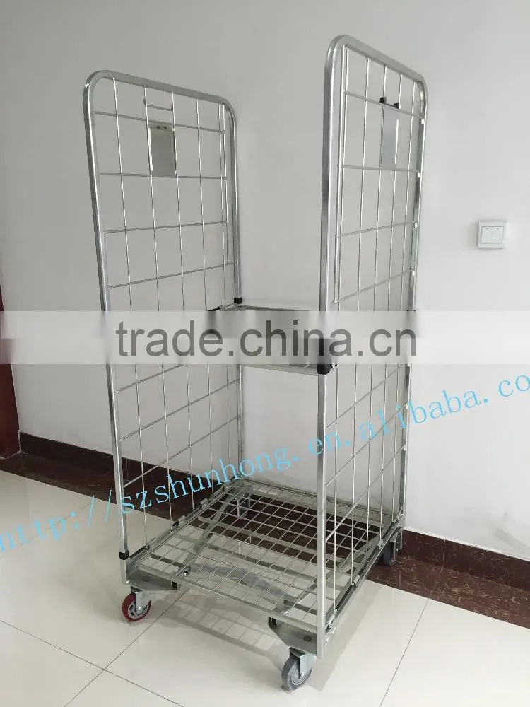 factory offer full nestable 4 sided milk cart trolley