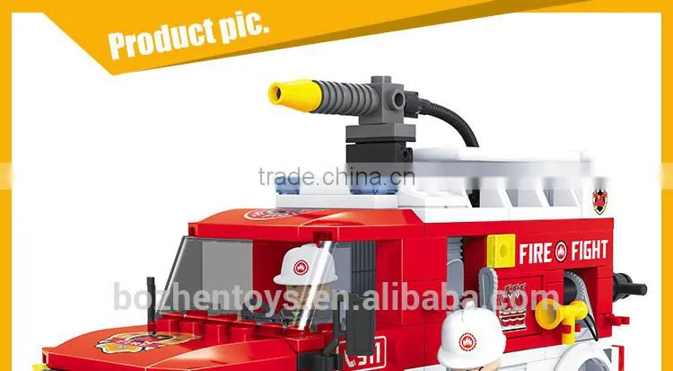 Ausini fire rescue car wholesale intelligent toy building block fire engine set for kids