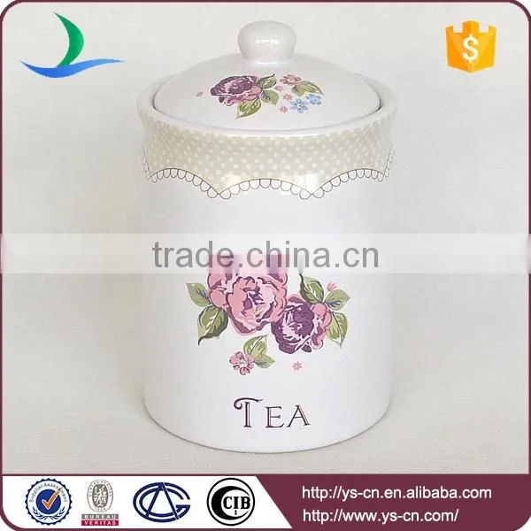 2015 flower decal ceramic food canister jars wholesale