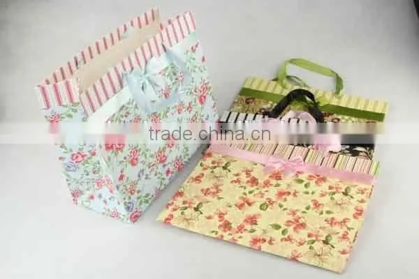 Flower Design Foldable Gift Bag With Bowknot/ Shopping Bag