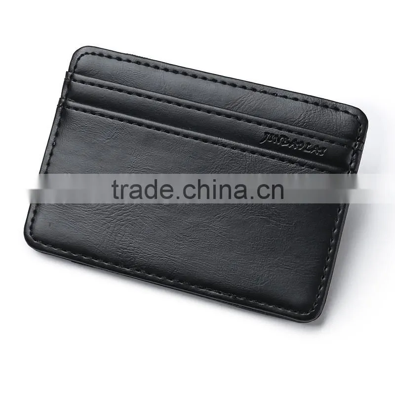 Magic wallet PU leather money clip with RFID-blocking in various designs