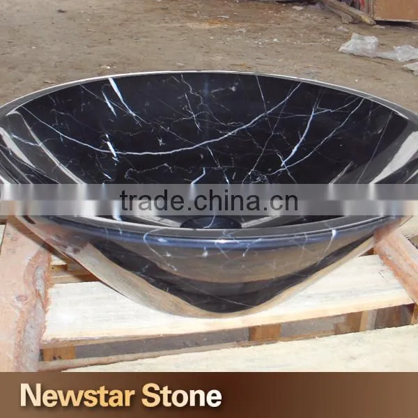 Made in China polised black marble kitchen corner sink
