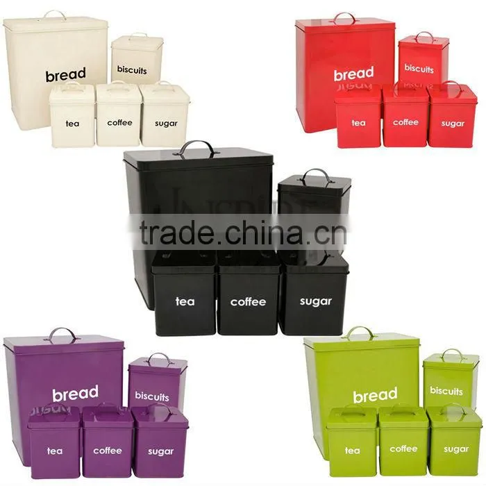5 pcs of Kitchen Metal Storage Boxes & Bins