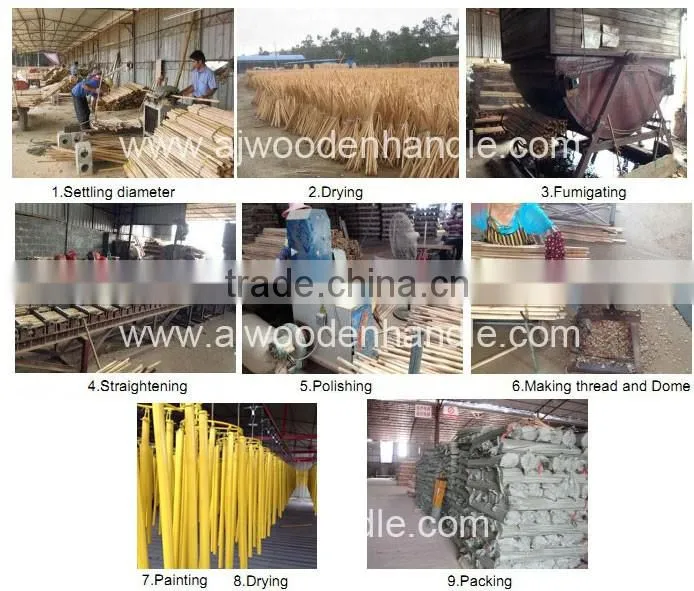 Finishing wood stick for brooms in italy