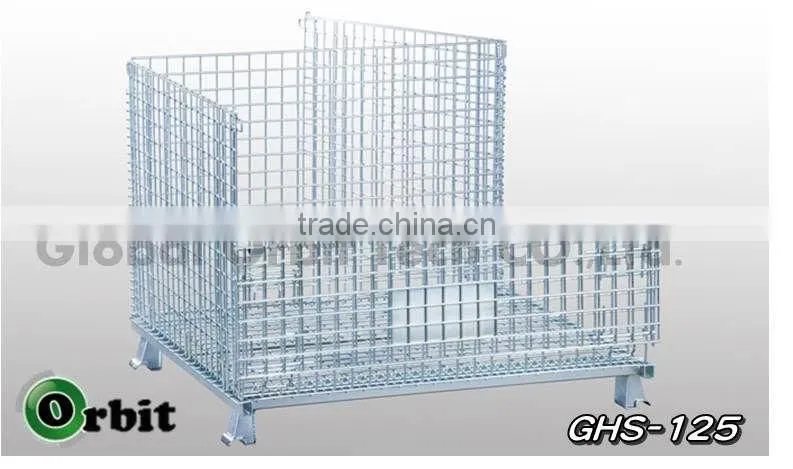 Service Supplies Folding Stackable Container Wire Mesh Basket Warehouse Cage