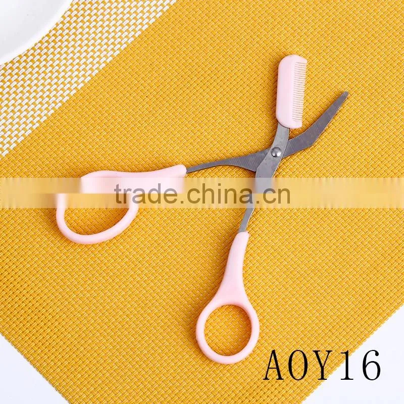 AOY16 Plastic handle Eyebrow scissors set, easy carry