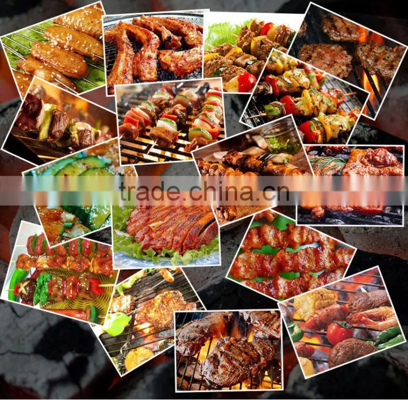 Stainless steel Metal Wooden Handle food grade Rotating BBQ Skewer