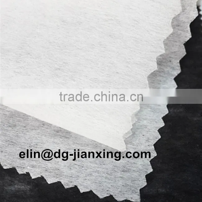 Adhesive one side tear away polyester fusible nonwoven gum stay interlining