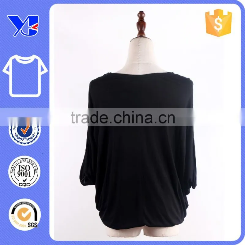 Loose style bat tee mid sleeve blouse t shirt for mid aged women
