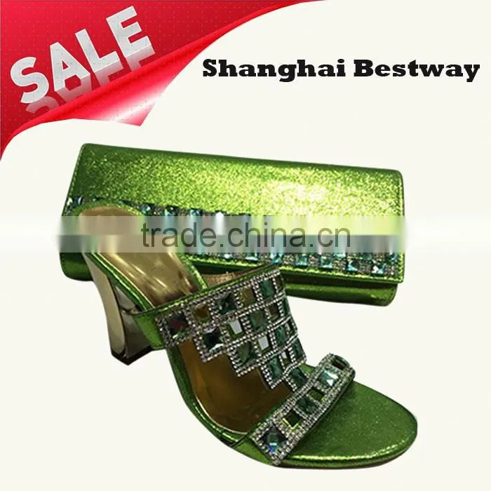 High quality italian party shoes and bags,green party shoes,women low heel party shoes