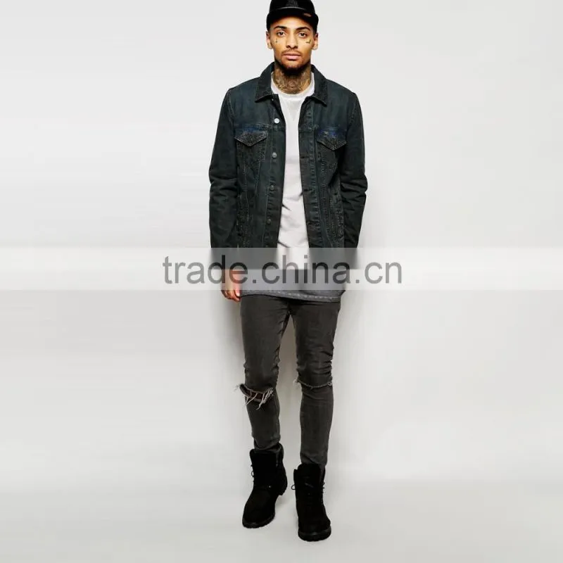 black plain wholesale denim jacket men custom cheap price