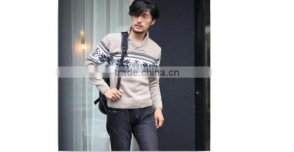 fashion male pullover blue v neck fleece pullover