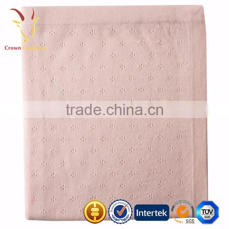 High Quality Soft Knitted Plain 100% Cashmere Wool Infant Baby Blanket