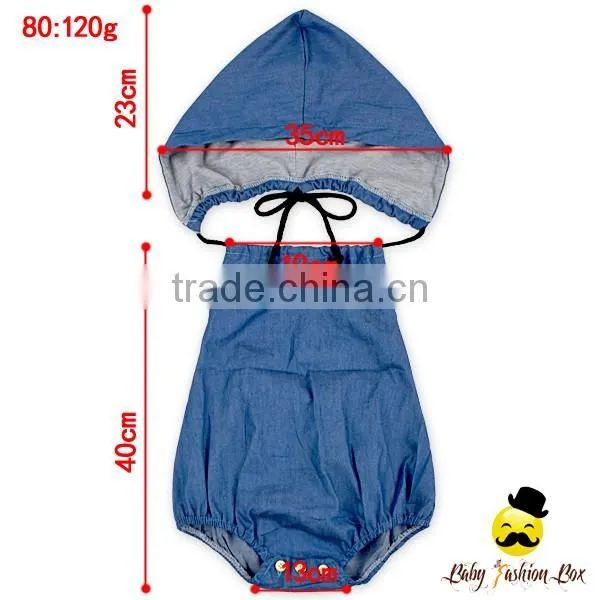 HYB172 Yihong 2017 New Design Designer Punjabi Suits Denim Hooded Toddle Girls Casual Wear Baby Girl Romper