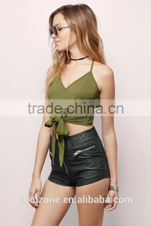 Crop Tops Halter Ladies Crop Top Front Tie Tank Top for Women Wholesale