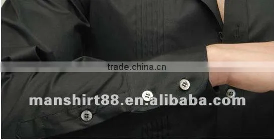 latest CVC slim fit long sleeve black tuxedo casual shirt for man