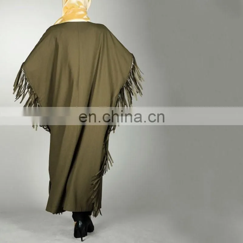 Newest Muslim Women Clothing Moroccan Kaftan Ladies Duabi Abaya Dress Jilbab Islamic Outwear Tassels cotton