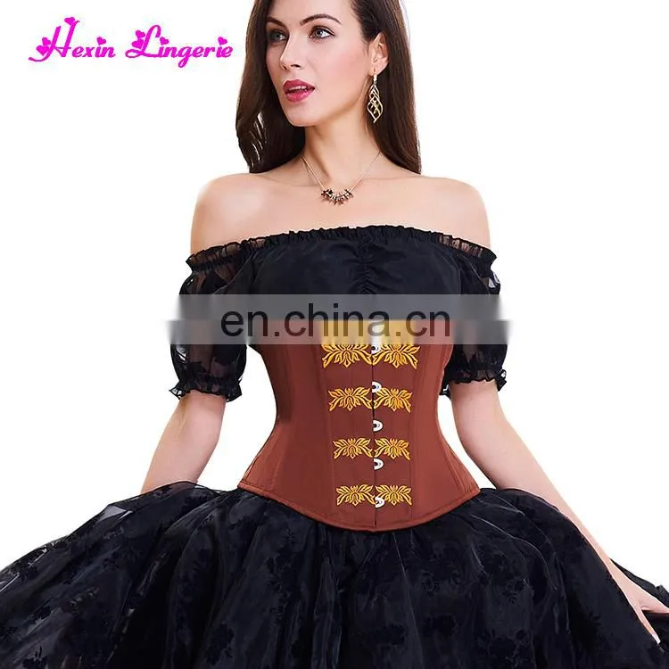 Wholesale Halloween Women Vintage Printed Underbust 14 Latex Corset