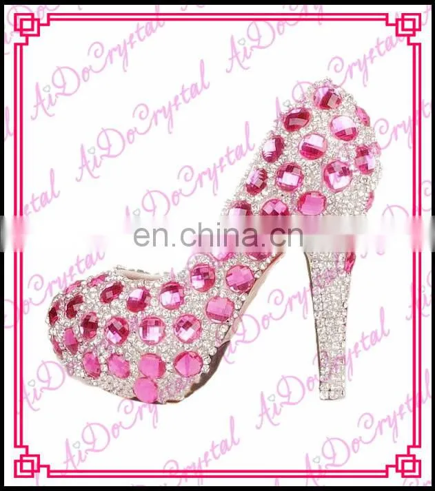 Aidocrystal Purple Luxury Crystal Diamonds Heels Pumps Wedding Shoes handmade high heels for women